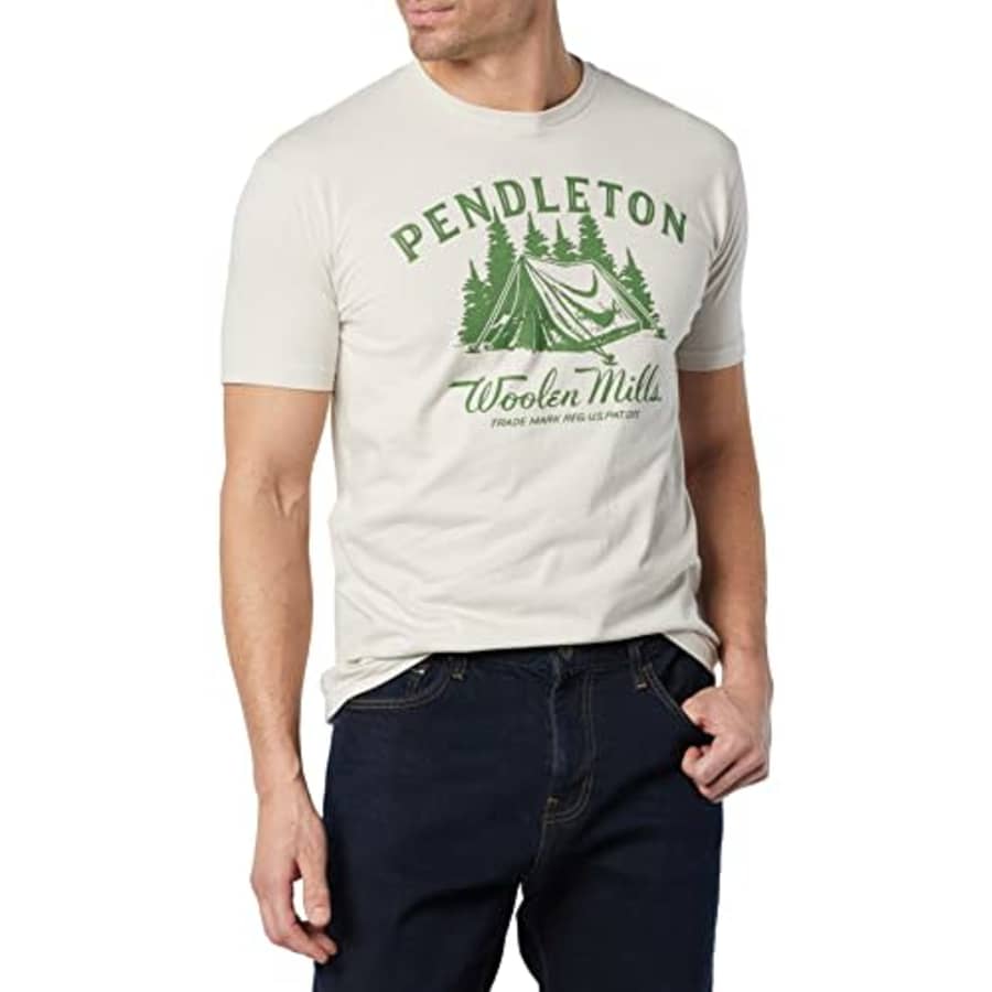 Pendleton Men's Classic Fit Graphic T-Shirt, Sand/Green, Small for $21