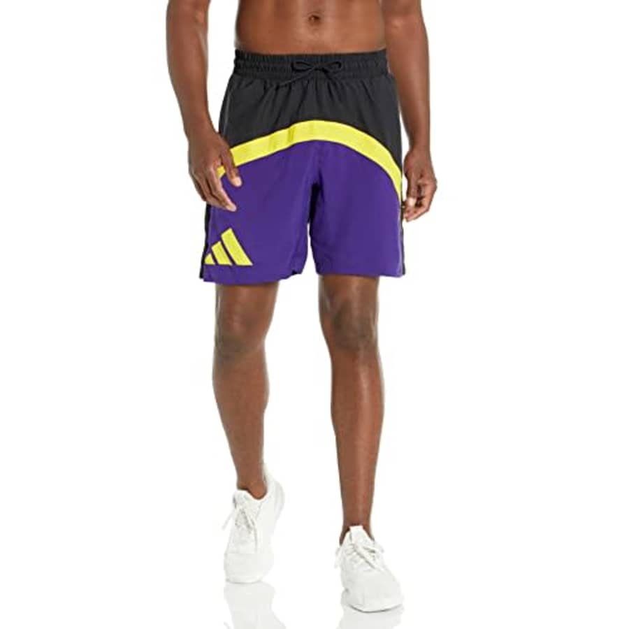 adidas Men's Galaxy Shorts, Black/Team Collegiate Purple, Medium for $40