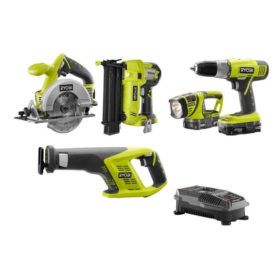 Ryobi 18V ONE+ Li-Ion Cordless 5-Tool Combo Kit with Brad Nailer for $189
