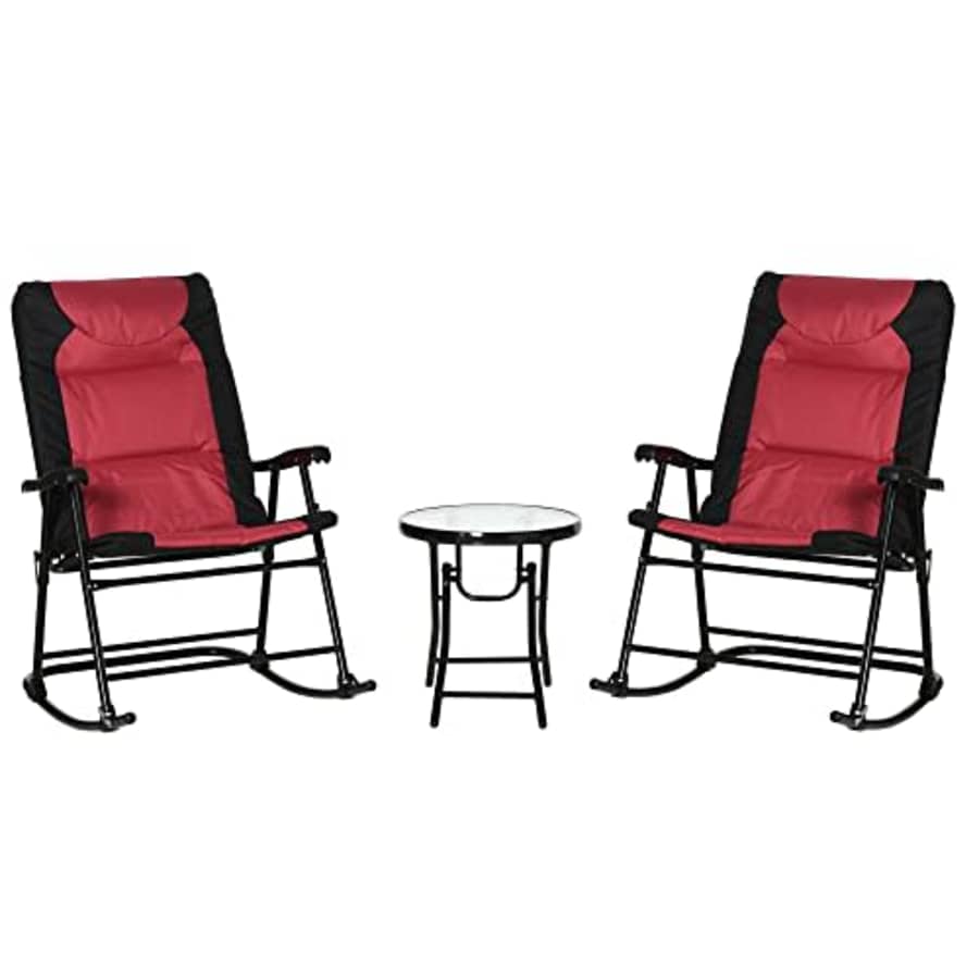Outsunny 3-Piece Conversation Bistro Set Outdoor Patio Furniture with Glass Coffee Table for for $157