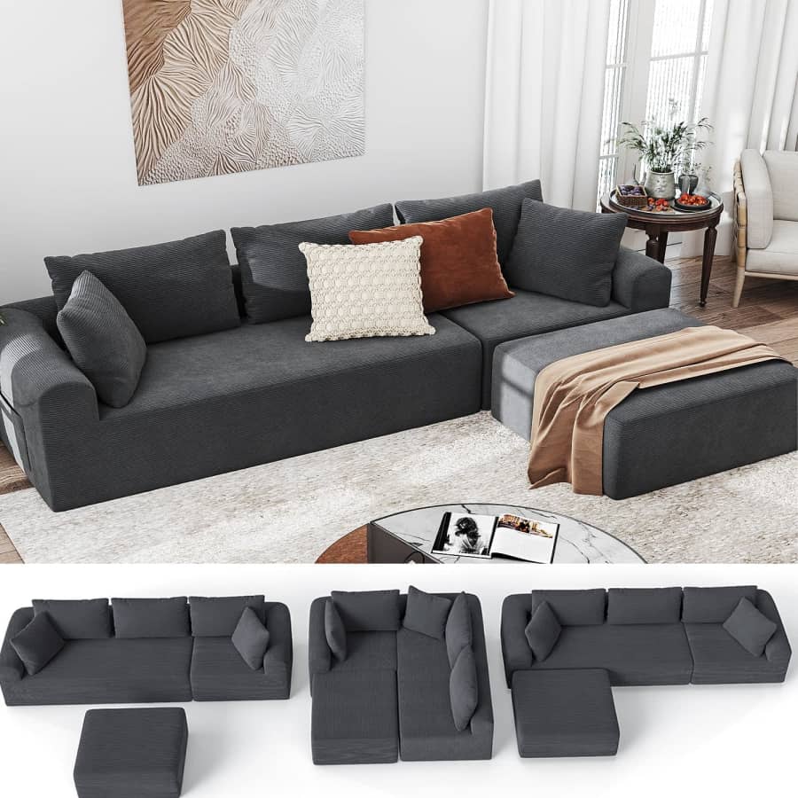 Somferic 104" Cloud Sectional Couch w/ L-Shape Chaise for $360 Somferic 104" Cloud Sectional Couch w/ L-Shape Chaise for $360