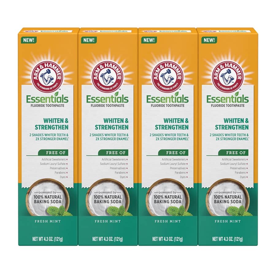 Arm & Hammer Essentials Whiten & Strengthen Fluoride Toothpaste 4-Pack for $11 via Sub & Save Arm & Hammer Essentials Whiten & Strengthen Fluoride Toothpaste 4-Pack for $11 via Sub & Save