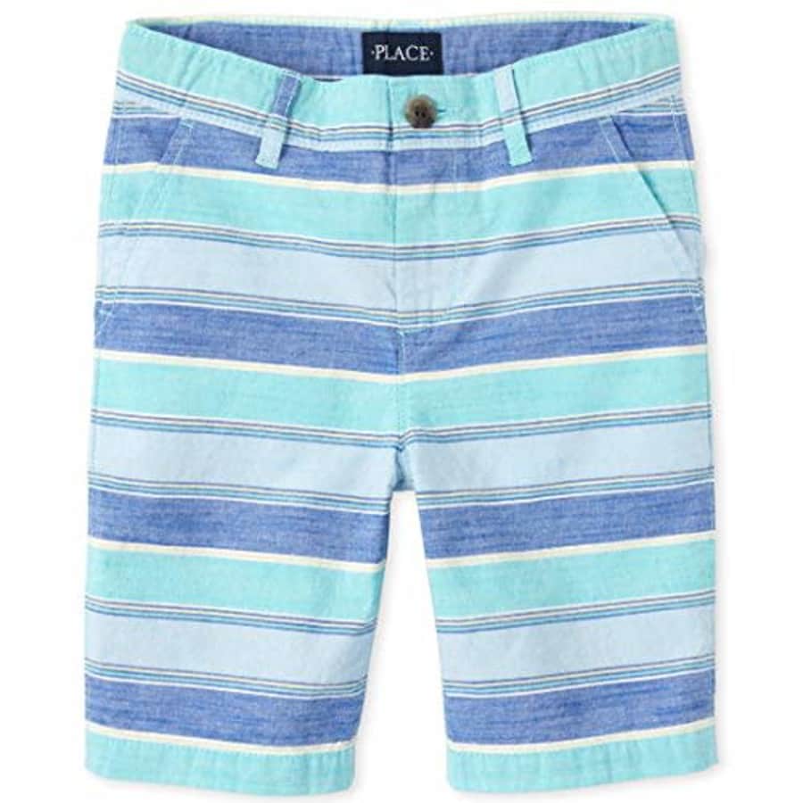 The Children's Place Boys' Striped Chino Shorts, Aegean Sea, 8 for $10 The Children's Place Boys' Striped Chino Shorts, Aegean Sea, 8 for $10