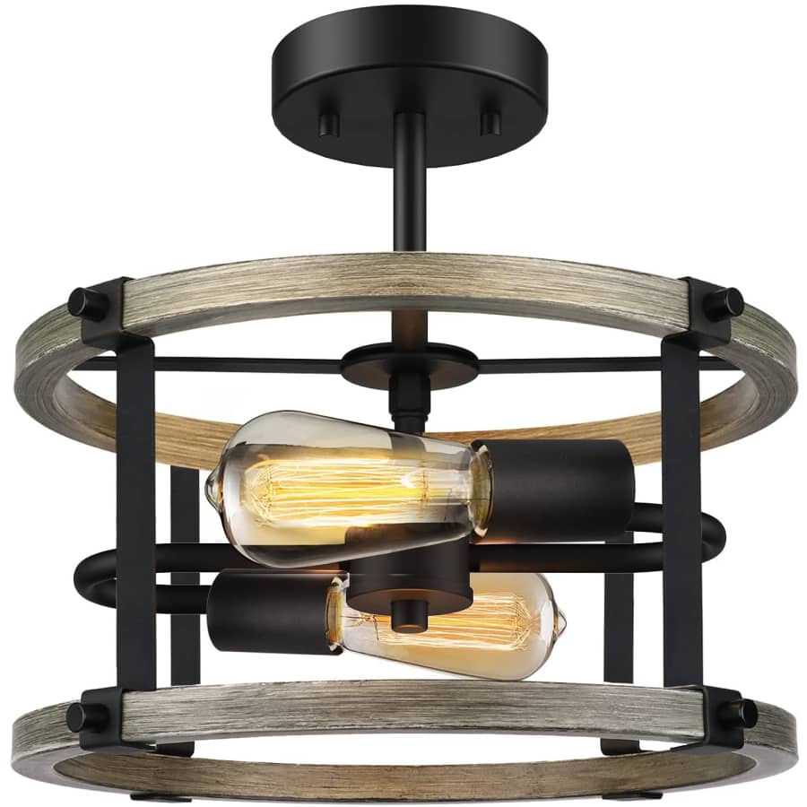 Wihtu 2-Light Semi Flush Mount Ceiling Light Fixture for $25