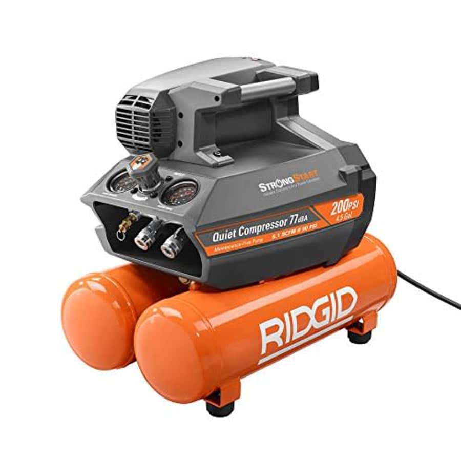 RIDGID 200 psi 4.5 Gal. Electric Quiet Compressor (Orange) for $390
