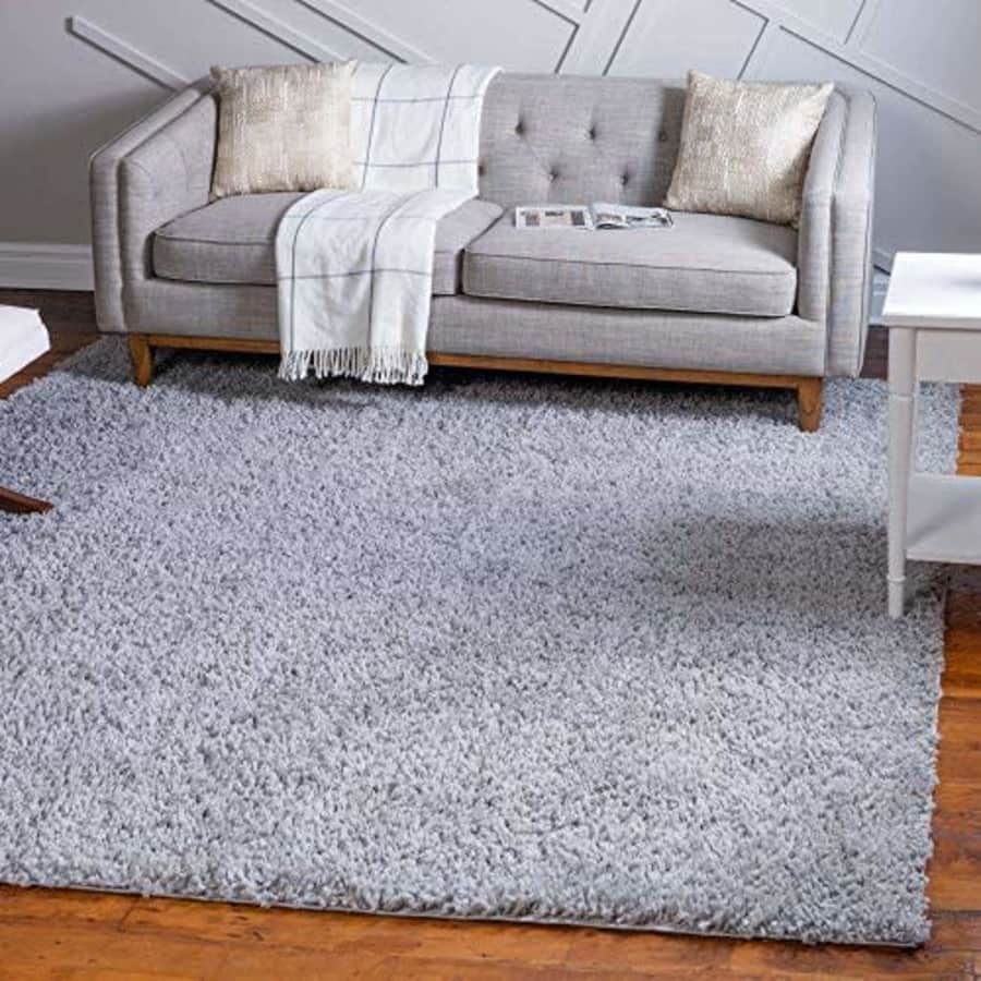 Unique Loom Davos Shag Collection Contemporary Soft Cozy Solid Shag Sterling Square Rug (3' 3 x 3' for $39