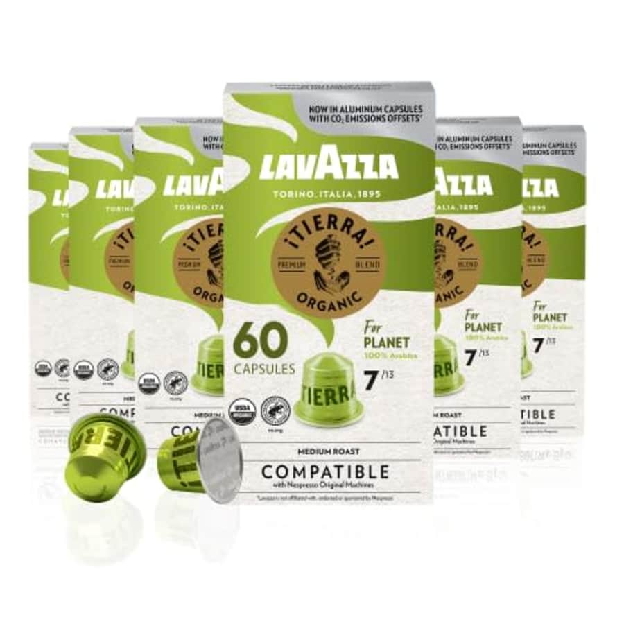 Lavazza TIERRA PLANET USDA ORGANIC Espresso Aluminum Capsules Compatible with Nespresso Original for $23 Lavazza TIERRA PLANET USDA ORGANIC Espresso Aluminum Capsules Compatible with Nespresso Original for $23