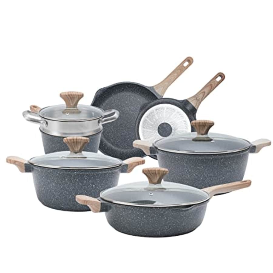 Country Kitchen Nonstick Induction Cookware Sets - 11 Piece Nonstick Cast Aluminum Pots and Pans for $80