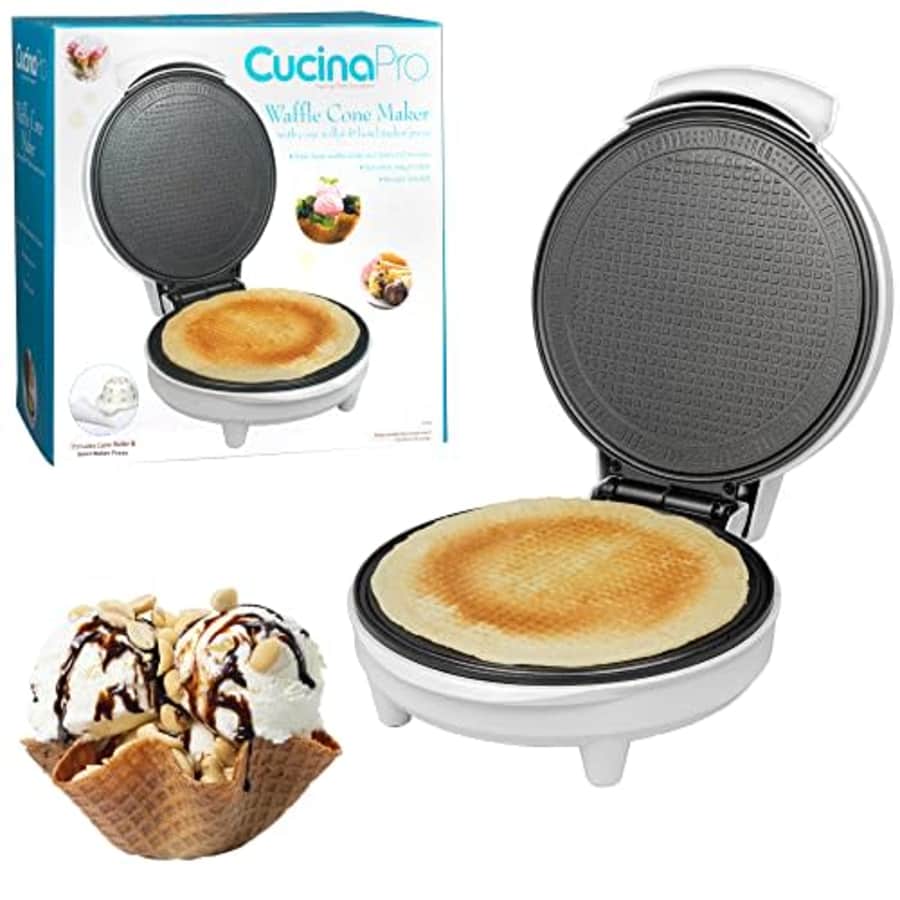 CucinaPro Waffle Cone and Bowl Maker- Includes Shaper Roller and Bowl Press- Homemade Ice Cream Cone Iron for $36 CucinaPro Waffle Cone and Bowl Maker- Includes Shaper Roller and Bowl Press- Homemade Ice Cream Cone Iron for $36