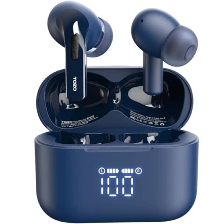 TOZO T20 Wireless Earbuds Bluetooth Headphones 48.5 Hrs Playtime with LED Digital Display, IPX8 for $25