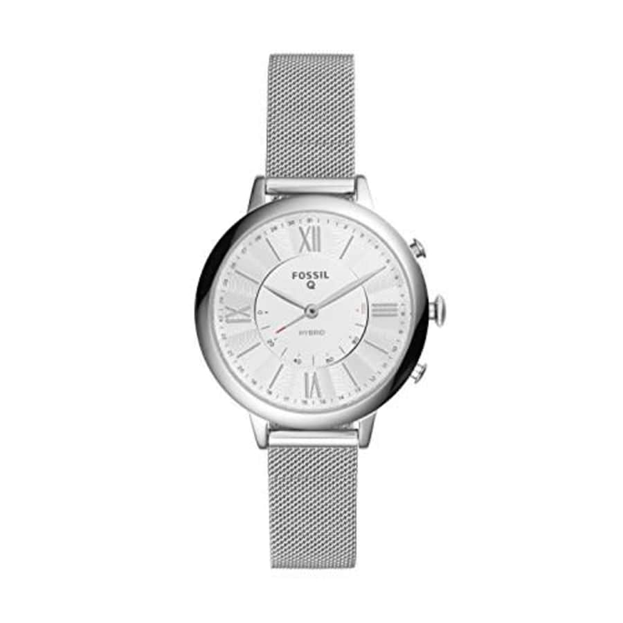 Fossil Women's Jacqueline Stainless Steel Mesh Hybrid Smartwatch, Color: Silver (Model: FTW5019) for $123