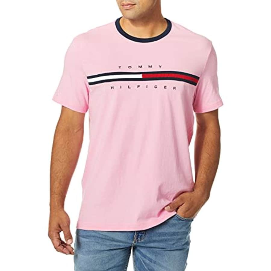Tommy Hilfiger Men's Short Sleeve Logo T-Shirt, Fluro Pink, XL for $55 Tommy Hilfiger Men's Short Sleeve Logo T-Shirt, Fluro Pink, XL for $55
