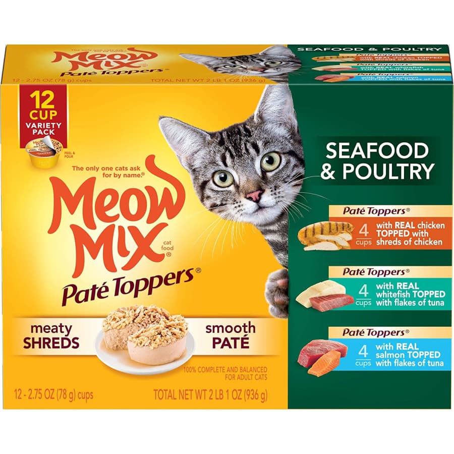 Meow Mix Pate Toppers 2.75-oz. Wet Cat Food 12-Pack for $7