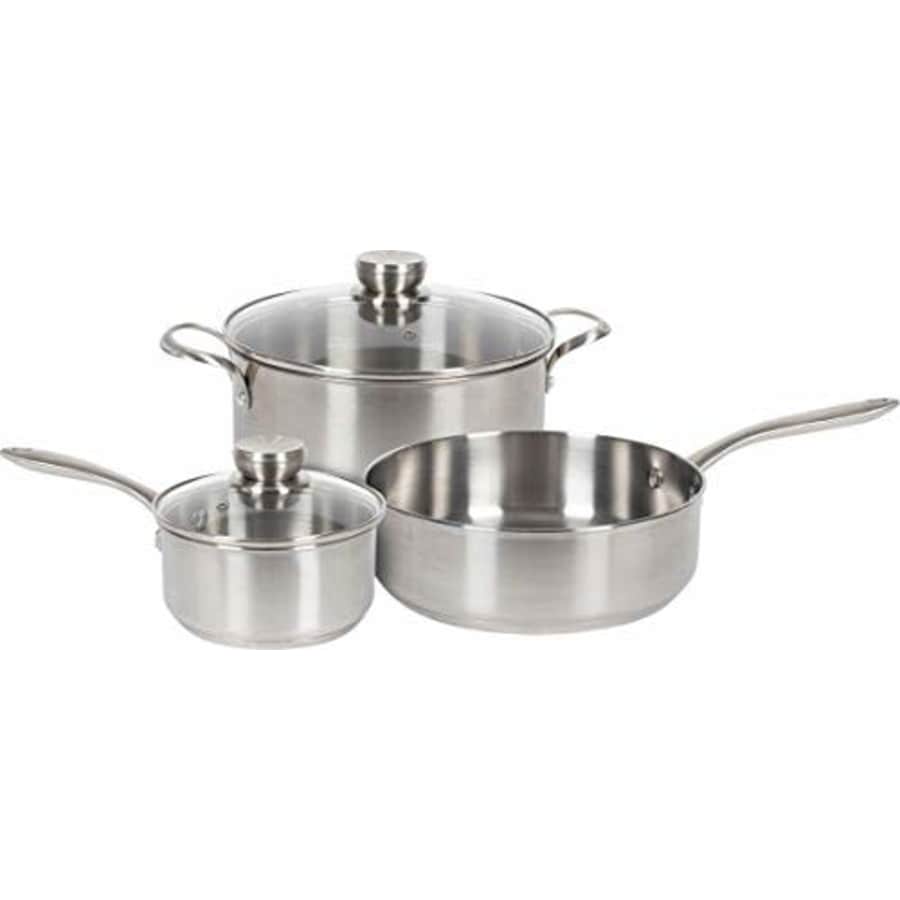 Frigidaire 11FFSPAN02 Ready Cook Cookware, 5-Piece, Stainless Steel, 5 Pieces for $100 Frigidaire 11FFSPAN02 Ready Cook Cookware, 5-Piece, Stainless Steel, 5 Pieces for $100