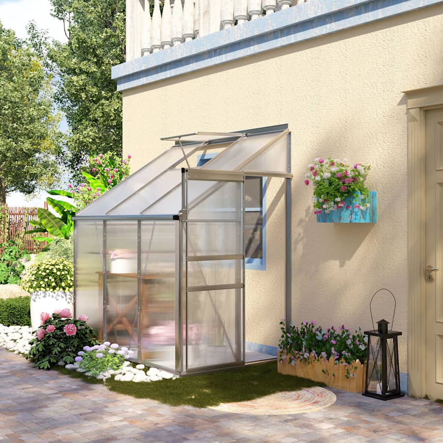 Outsunny 6x4-Foot Walk-in Polycarbonate Greenhouse Kit for $192 Outsunny 6x4-Foot Walk-in Polycarbonate Greenhouse Kit for $192