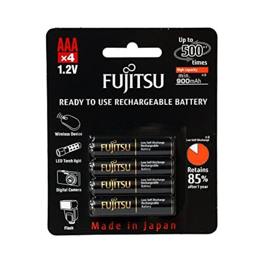 Fujitsu HR-4UTHCEX(4B) 4-Pack AAA High Capacity Ni-MH Pre-Charged Rechargeable Batteries (Made in for $10