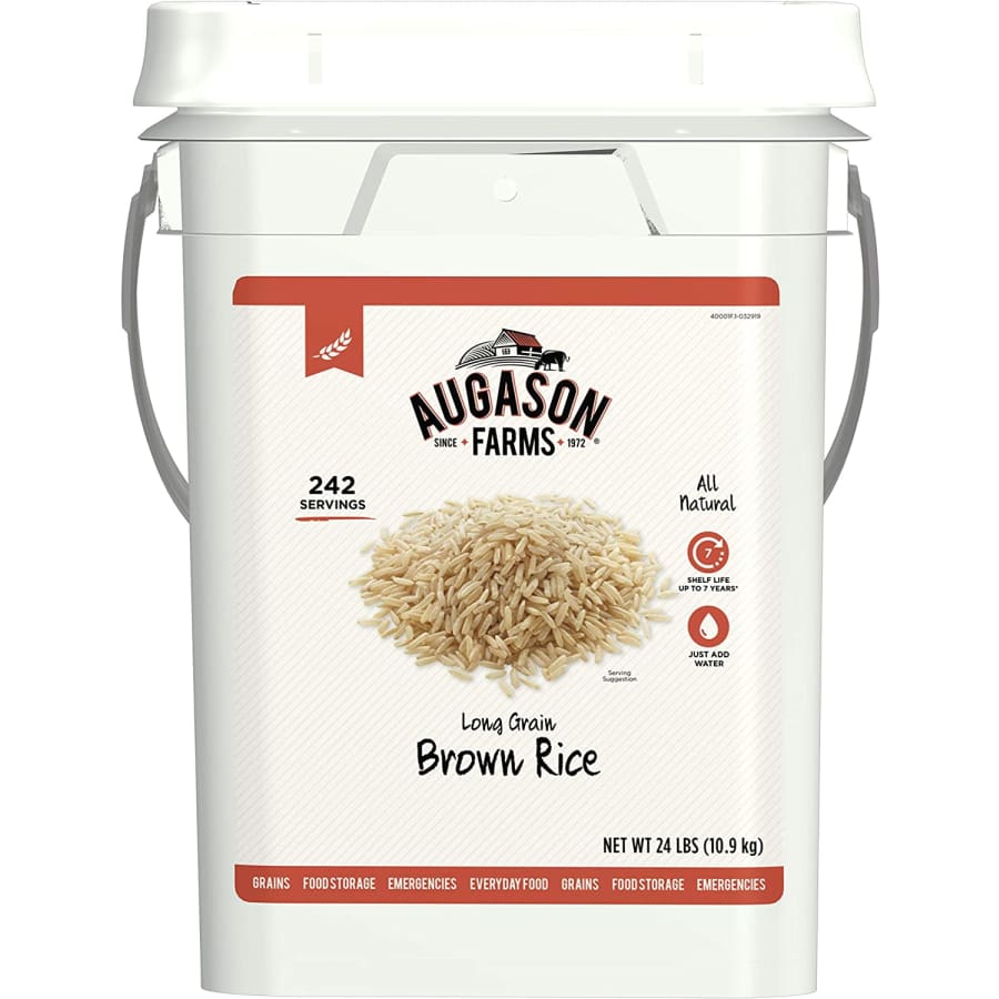 Augason Long Grain Brown Rice Emergency Food Storage 24-lb. Pail for $43 Augason Long Grain Brown Rice Emergency Food Storage 24-lb. Pail for $43