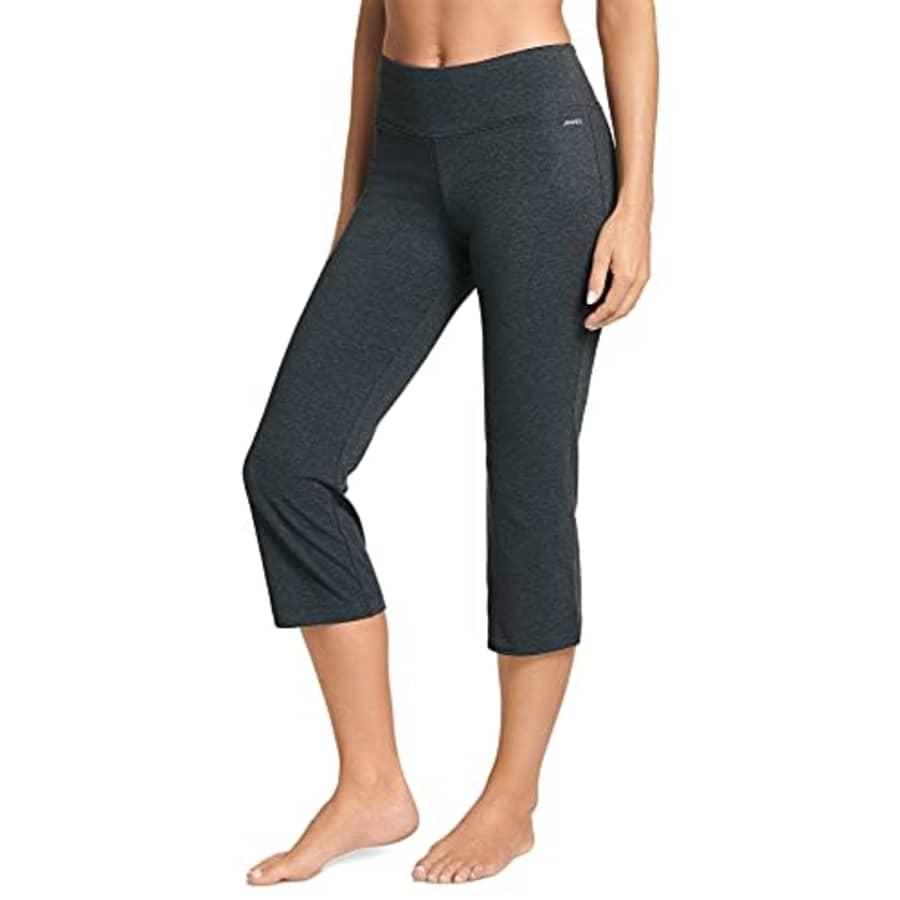 Jockey Women's Activewear Cotton Stretch Slim Flare Capri, Charcoal Grey Heather, 1X for $32