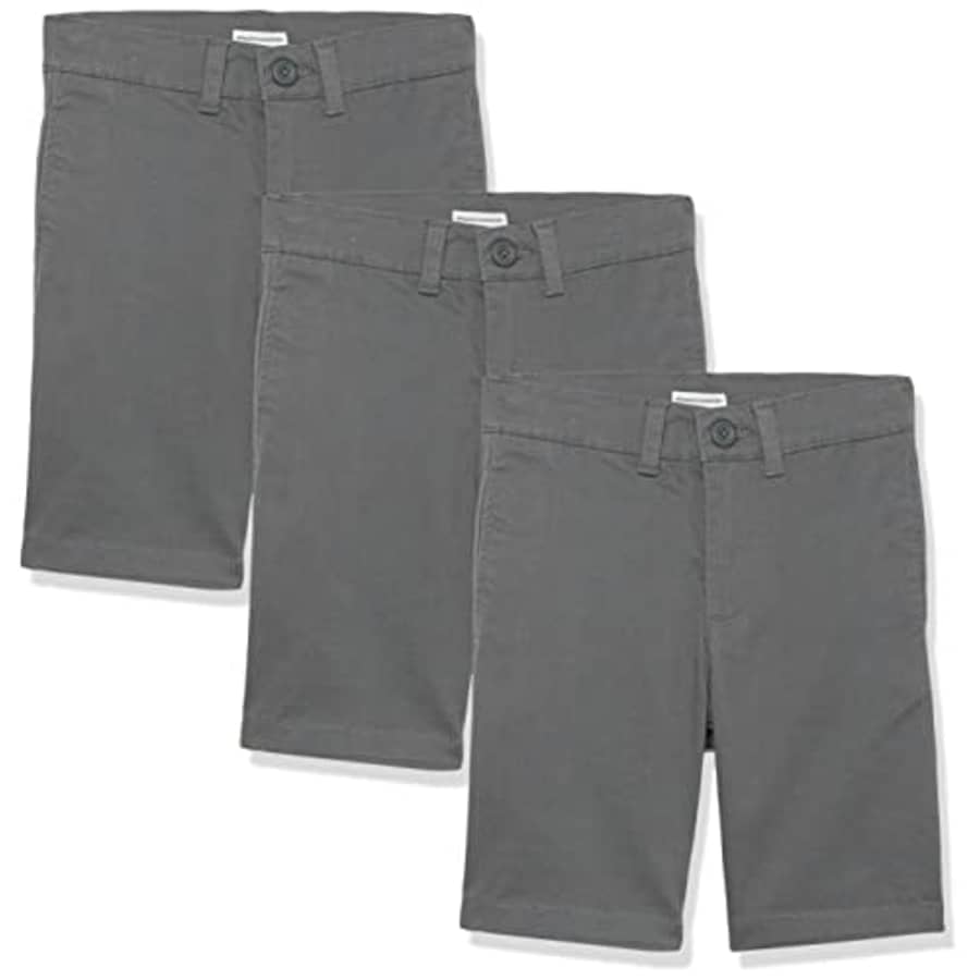 Amazon Essentials Boys' Uniform Woven Flat-Front Shorts, Pack of 3, Grey, 7 Plus for $36 Amazon Essentials Boys' Uniform Woven Flat-Front Shorts, Pack of 3, Grey, 7 Plus for $36