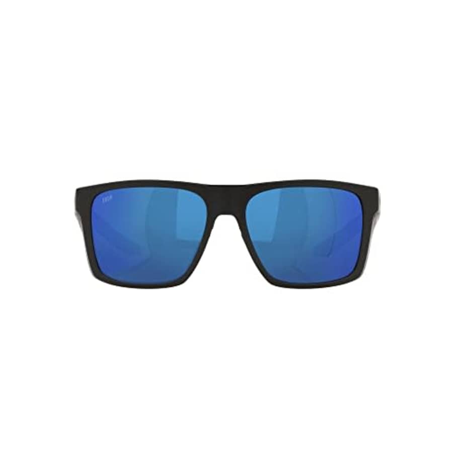 Costa Del Mar Men's Lido Square Sunglasses, Black/Polarized Blue Mirrored 580P, 57 mm for $292