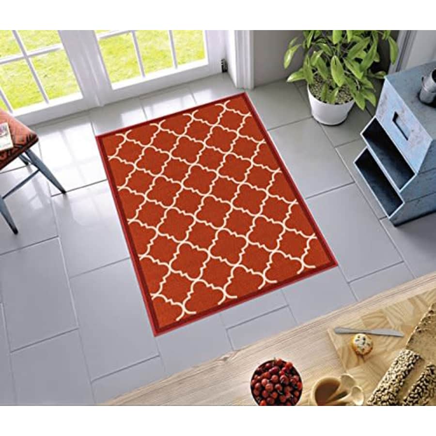 Well Woven Non-Skid Slip Rubber Back Antibacterial 3x5 (3'3" x 4'7") Door Mat Rug Dallas Moroccan for $37