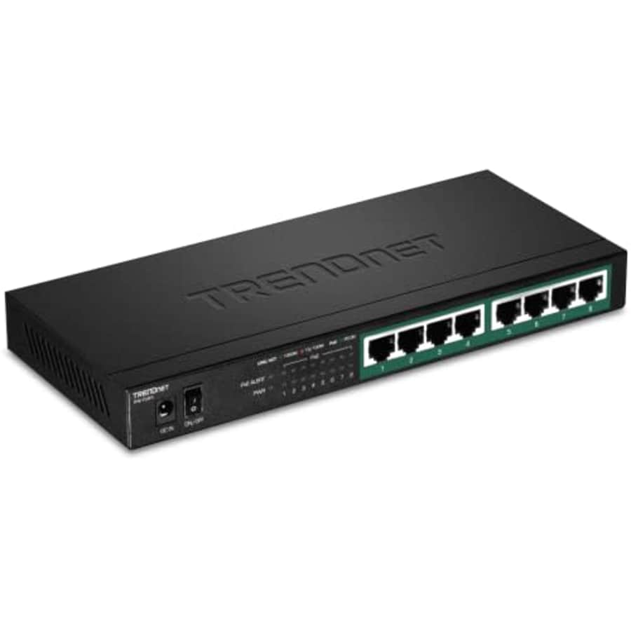TRENDnet 8-Port Gigabit PoE+ Switch, 65W PoE Power Budget, 16Gbps Switching Capacity, IEEE 802.1p for $70