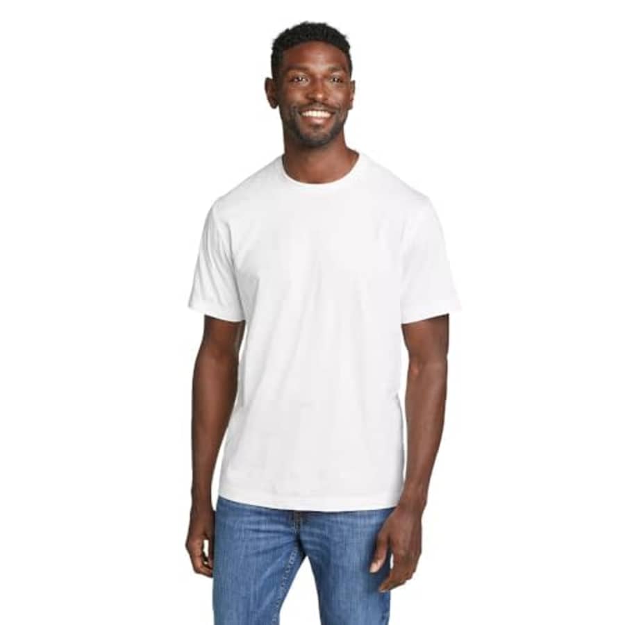 Eddie Bauer Men's Legend Wash 100% Cotton Short-Sleeve Classic T-Shirt, White, Medium for $14