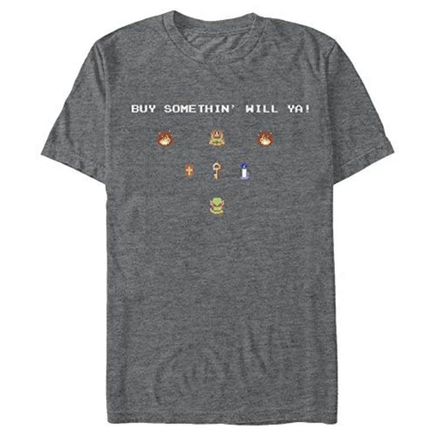 Nintendo Men's T-Shirt, Char HTR, Large for $20