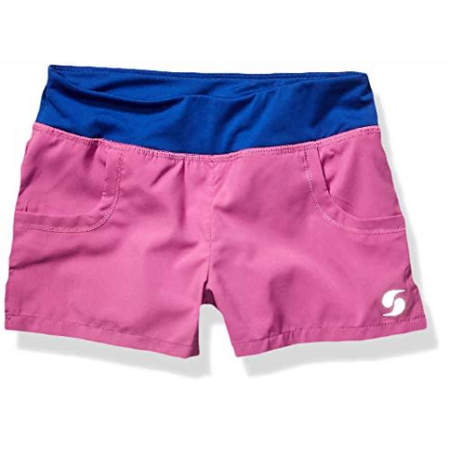 Soffe Girls' Big 4-Way Stretch Pocket Short, Meadow Mauve/Sodalite Blue, X-Small for $12