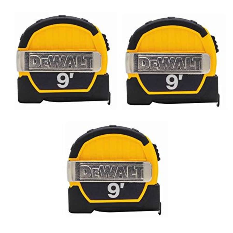 Dewalt DWHT33028M 9ft. Magnetic Pocket Tape Measure, Black and Yellow, 3 Pack for $15