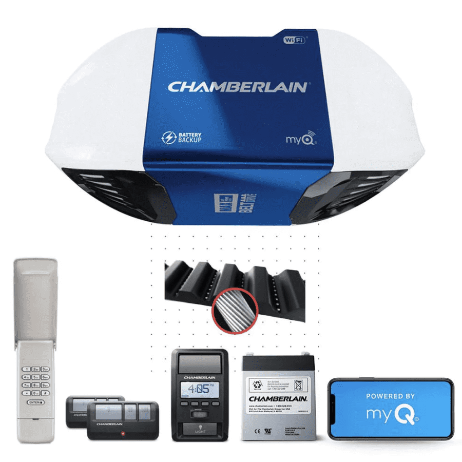 Chamberlain Smartphone-Controlled Belt Drive Garage Door Opener System for $195