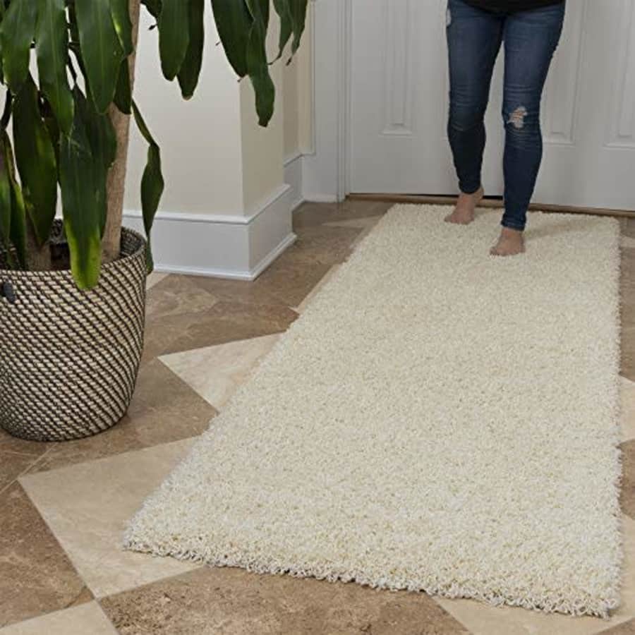 Ottomanson Soft Cozy Color Solid Shag Runner Rug Contemporary Hallway and Kitchen Shag Runner Rug, for $25