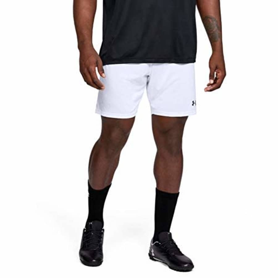 Under Armour Men's Microthread Match 7-Inch Shorts, White (100)/Black, Small for $20