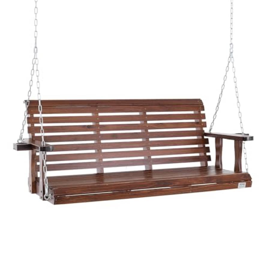 VEVOR Wood Porch Swing 5.5FT, Patio Bench Swing for Courtyard & Garden, Upgraded 880 lbs Strong for $136 VEVOR Wood Porch Swing 5.5FT, Patio Bench Swing for Courtyard & Garden, Upgraded 880 lbs Strong for $136