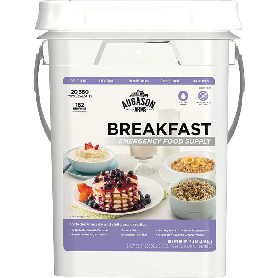 Augason 4-Gallon Breakfast Emergency Food Supply for $57 Augason 4-Gallon Breakfast Emergency Food Supply for $57