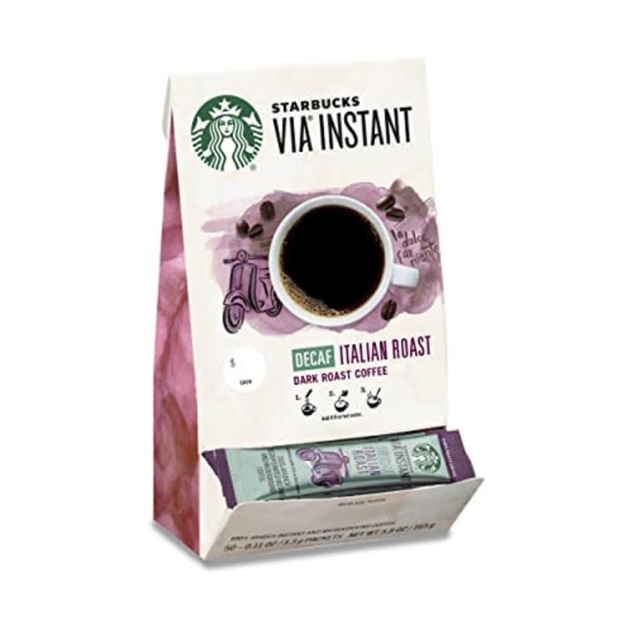 Starbucks VIA Instant Decaf Coffee Packets Italian Roast 100% Arabica 1 box (50 packets) for $70