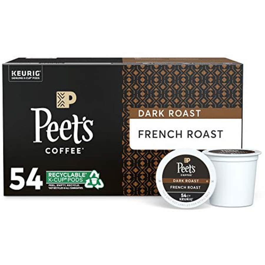 Peet's Coffee French Roast, Dark Roast, 54 Count Single Serve K-Cup Coffee Pods for Keurig Coffee for $52 Peet's Coffee French Roast, Dark Roast, 54 Count Single Serve K-Cup Coffee Pods for Keurig Coffee for $52