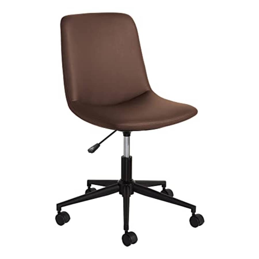 Realspace Praxley Faux Leather Low-Back Task Chair, Brown, BIFMA Compliant for $60
