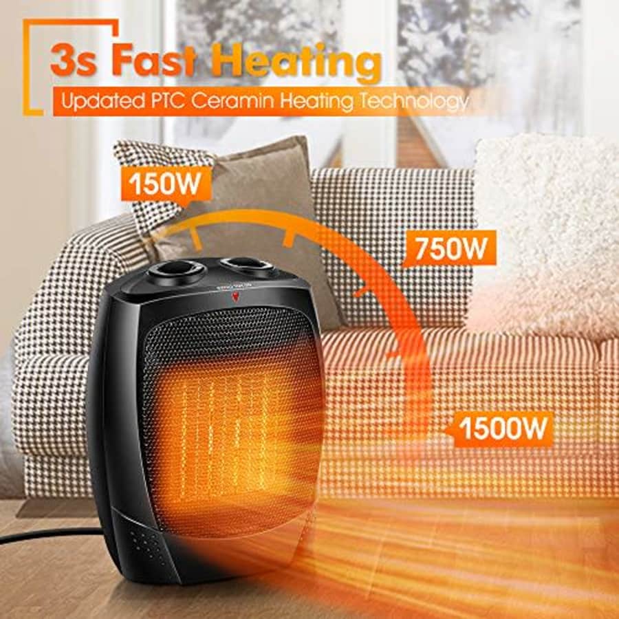 TRUSTECH Space Heater, 1500W Ceramic Desk Space Heaters for Indoor Use, 3s Fast Heating Electric for $40