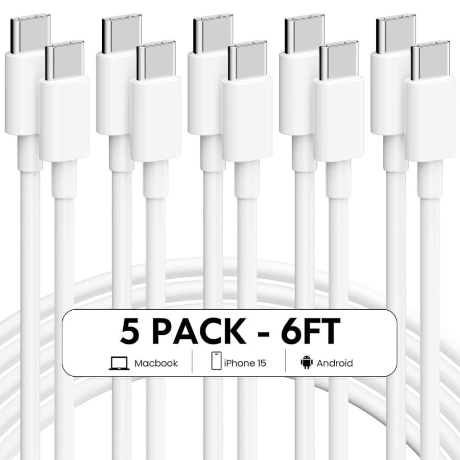 6-Foot USB-C Charger Cable 5-Pack for $30