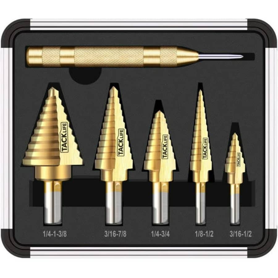 Tacklife Titanium Step Drill Bit Set w/ Punch for $18 Tacklife Titanium Step Drill Bit Set w/ Punch for $18