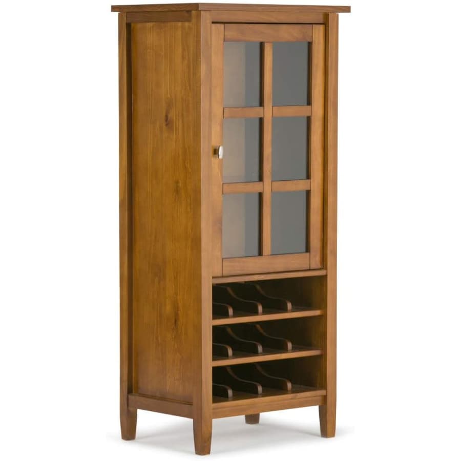 Simpli Home Warm Shaker Solid Wood 12-Bottle Wine Rack Storage Cabinet for $333 Simpli Home Warm Shaker Solid Wood 12-Bottle Wine Rack Storage Cabinet for $333