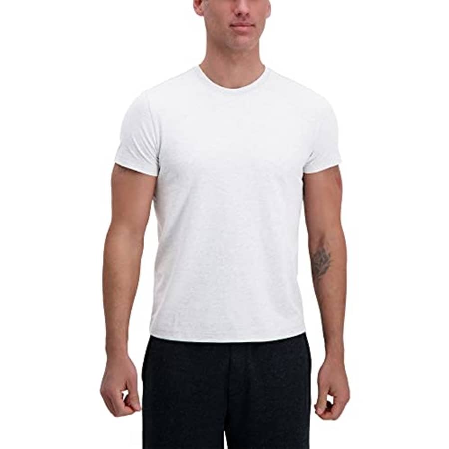 Haggar Men's Comfort Tee Shirt Long Short Sleeve Styles, White, Large for $7