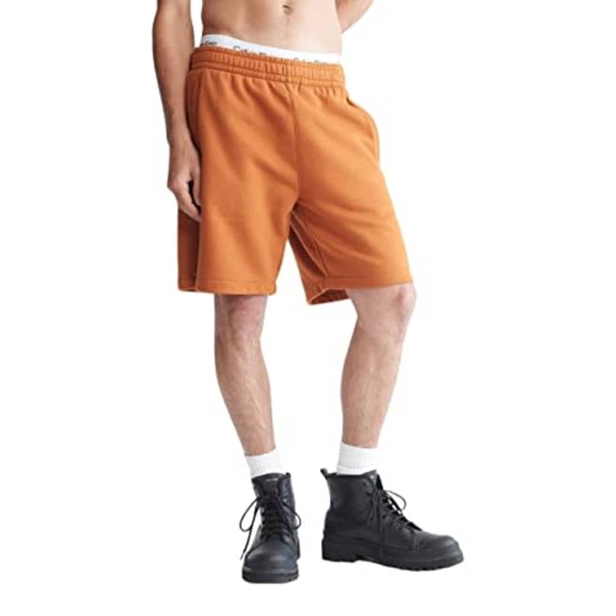 Calvin Klein Men's Monogram Logo Fleece Shorts, Caramel Brown, Large for $42