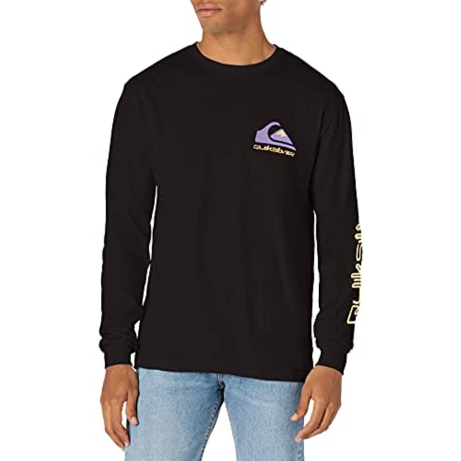 Quiksilver Men's Long Sleeve Logo T-Shirt Tee, Black AQYZT07975, Medium for $18