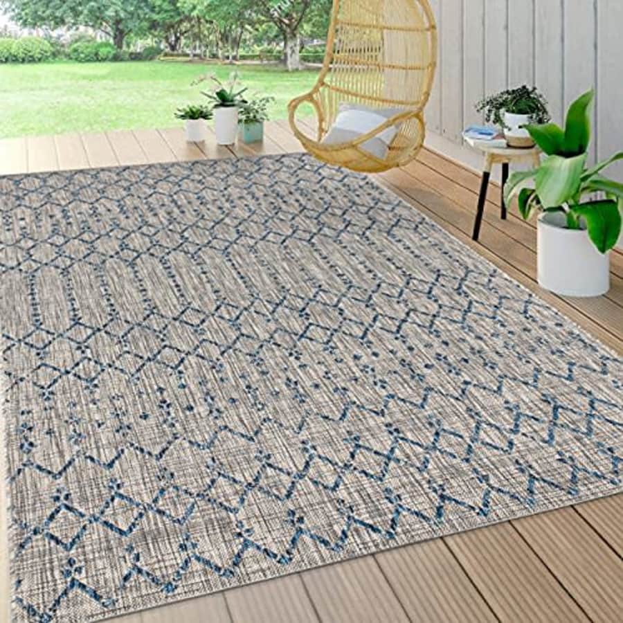 JONATHAN Y Ourika Moroccan Geometric Textured Weave Indoor/Outdoor Gray/Navy 5 ft. x 8 ft. Area for $79 JONATHAN Y Ourika Moroccan Geometric Textured Weave Indoor/Outdoor Gray/Navy 5 ft. x 8 ft. Area for $79