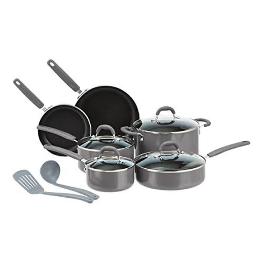 Amazon Basics Ceramic Non-Stick 12-Piece Cookware Set, Grey - Pots, Pans and Utensils for $76 Amazon Basics Ceramic Non-Stick 12-Piece Cookware Set, Grey - Pots, Pans and Utensils for $76