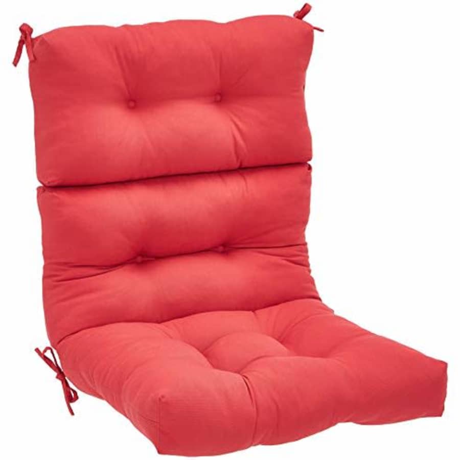 Amazon Basics Tufted Outdoor High Back Patio Chair Cushion- Red for $12