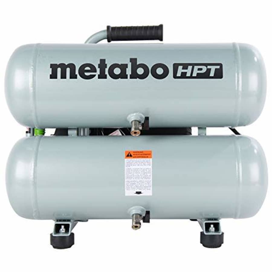 Metabo HPT Air Compressor, 4 Gallon, Electric, Twin Stack, Portable, Cast Iron, Oil Lubricated for $249 Metabo HPT Air Compressor, 4 Gallon, Electric, Twin Stack, Portable, Cast Iron, Oil Lubricated for $249