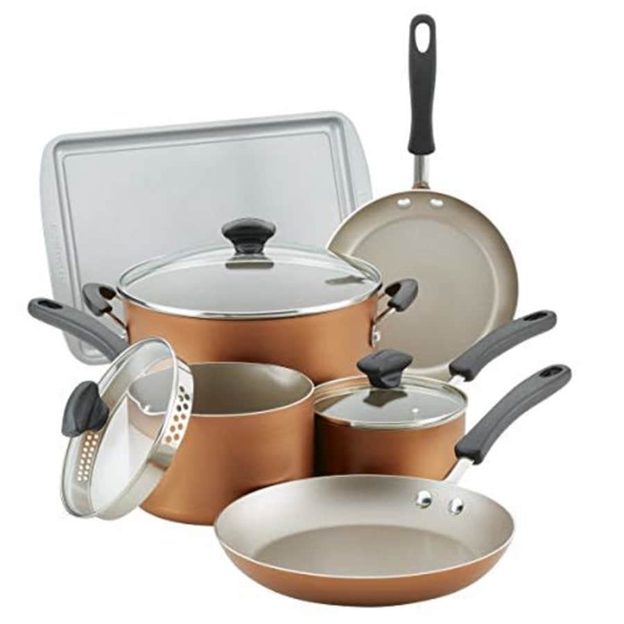 Farberware Cookstart Aluminum DiamondMax Nonstick Cookware Set, 15-Piece (Copper) for $75